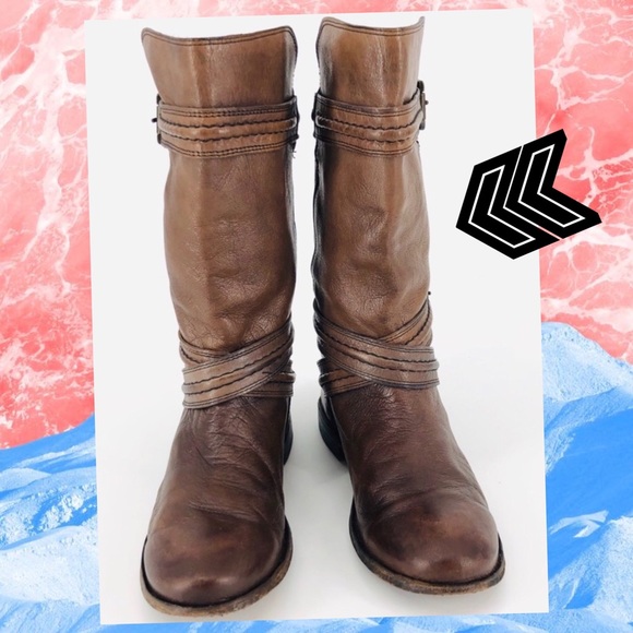 FRYE Paige Trapunto Leather Buckle Boot in Smoke - Picture 4 of 13